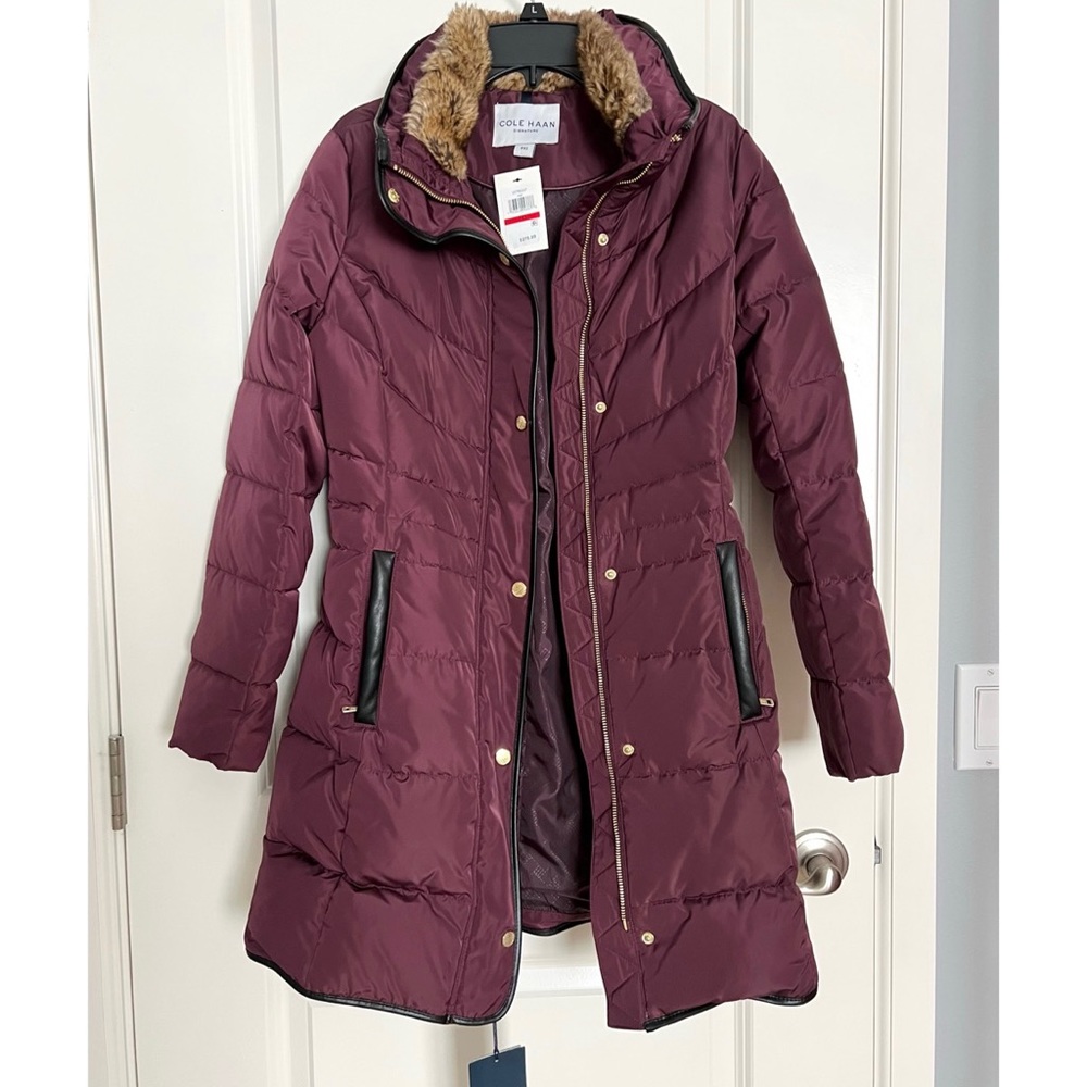NWT $275 Cole Haan Puffer Jacket PXS Petite XS Burgundy NEVER WORN - Picture 12 of 16